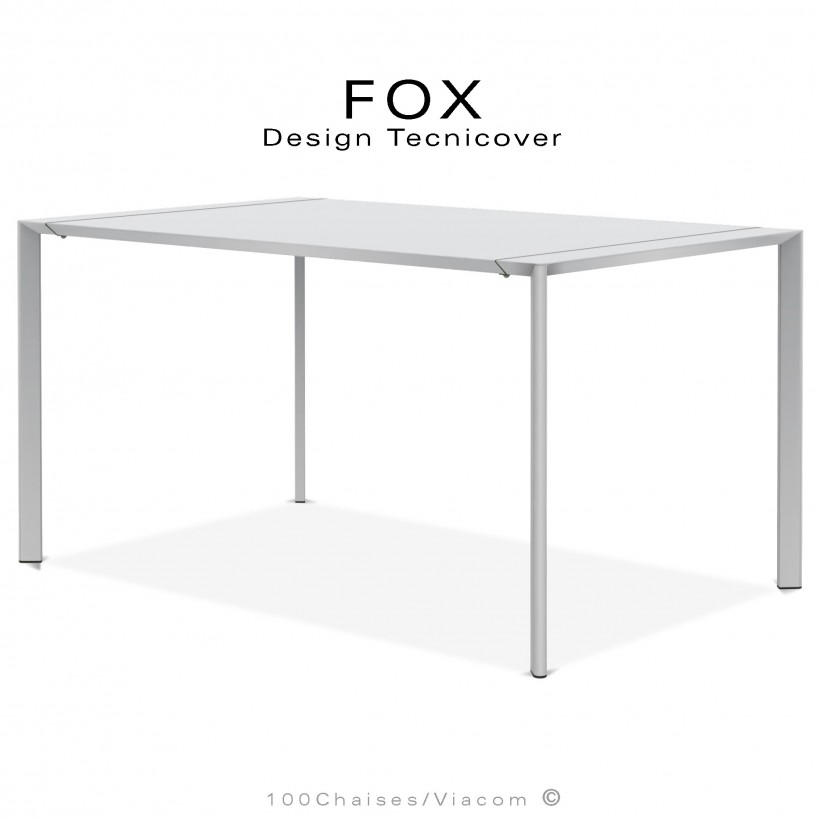 Table repas rectangulaire FOX, structure acier galvanisé peinture poudre blanche, plateau 140x90 cm.