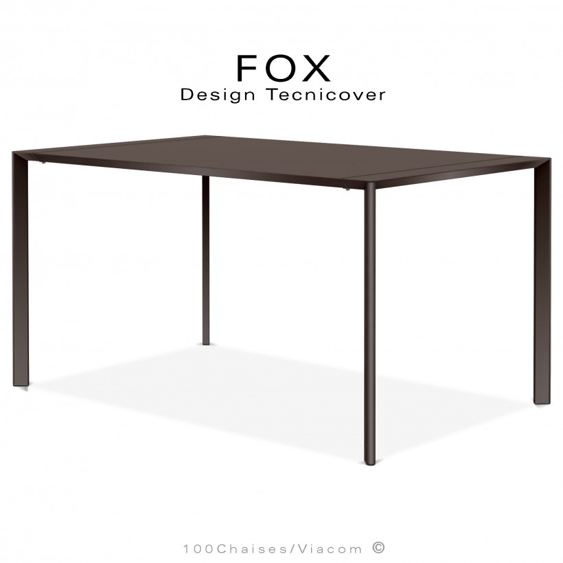 Table repas rectangulaire FOX, structure acier galvanisé peinture poudre bronze, plateau 140x90 cm.