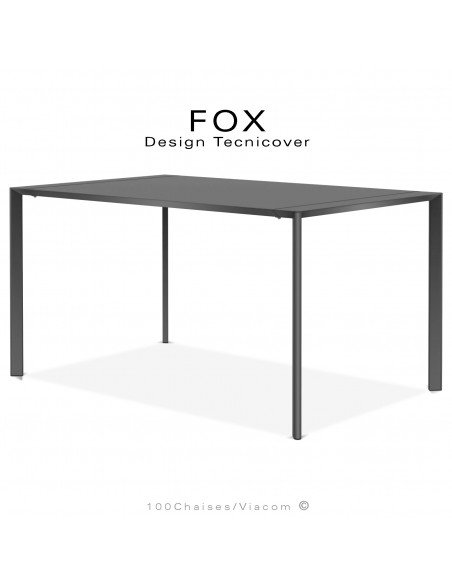 Table repas rectangulaire FOX, structure acier galvanisé peinture poudre noir, plateau 140x90 cm.