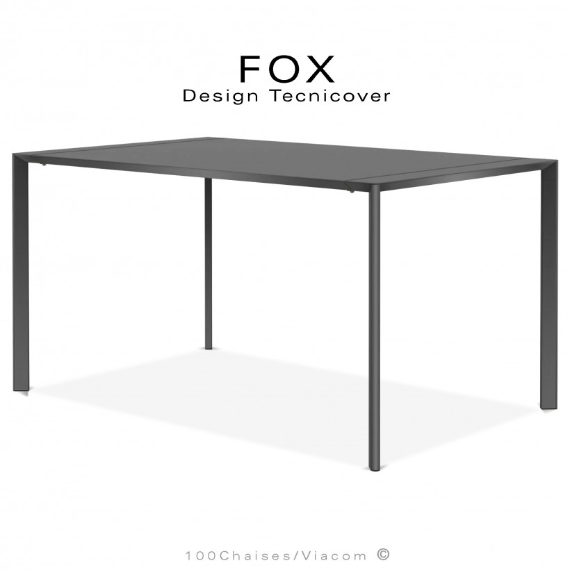 Table repas rectangulaire FOX, structure acier galvanisé peinture poudre noir, plateau 140x90 cm.