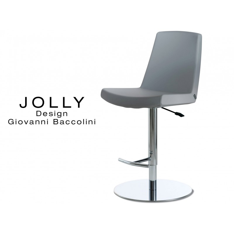 JOLLY tabouret acier, habillage Eco-cuir 669 gris.