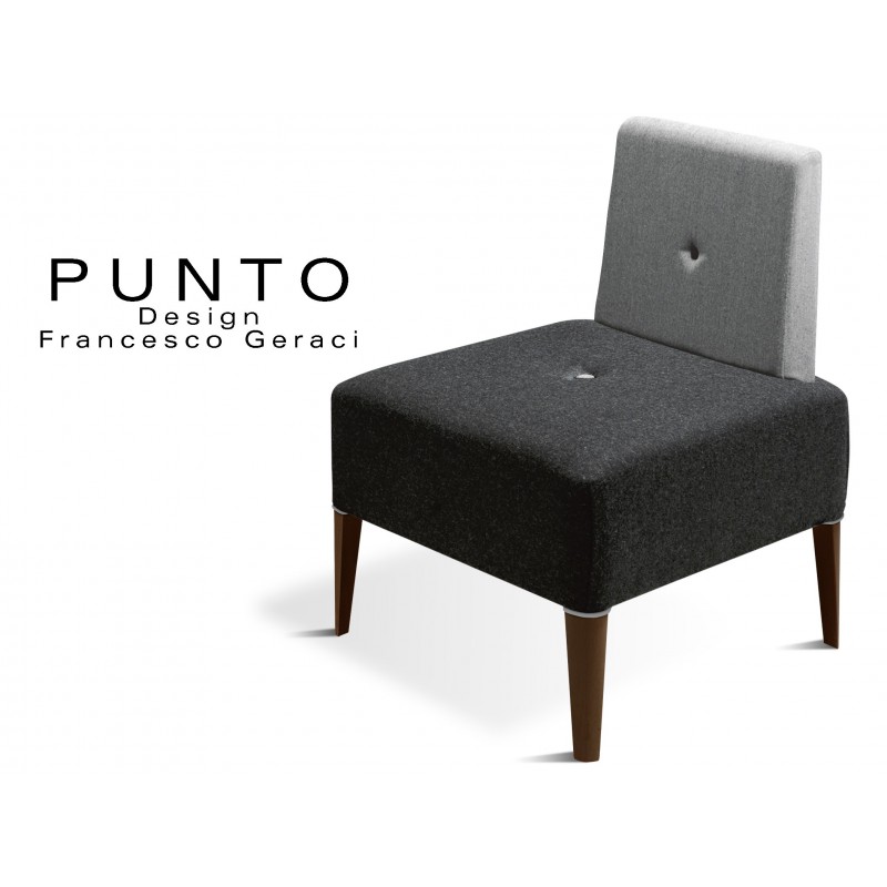 PUNTO 227 - Module pour banquette ou fauteuil, assise noir, piétement Wengé, dossier gris.