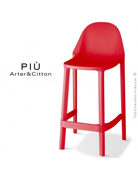 Tabouret de cuisine PIÙ, structure plastique couleur rouge.