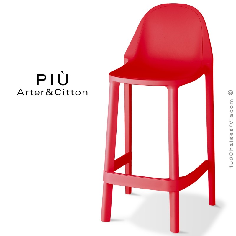 Tabouret de cuisine PIÙ, structure plastique couleur rouge.