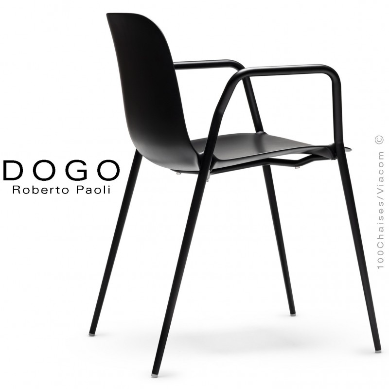 Fauteuil DOGO, structure peint anthracite, assise plastique anthracite.