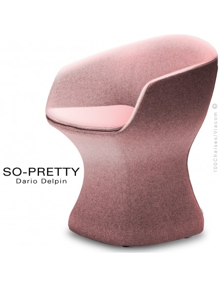 Fauteuil design SO-PRETTY, habillage tissu ANGEL COMBO 301-rose.