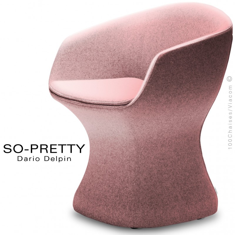 Fauteuil design SO-PRETTY, habillage tissu ANGEL COMBO 301-rose.