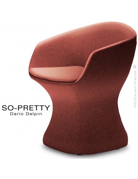 Fauteuil design SO-PRETTY, habillage tissu ANGEL COMBO 302-rouge.