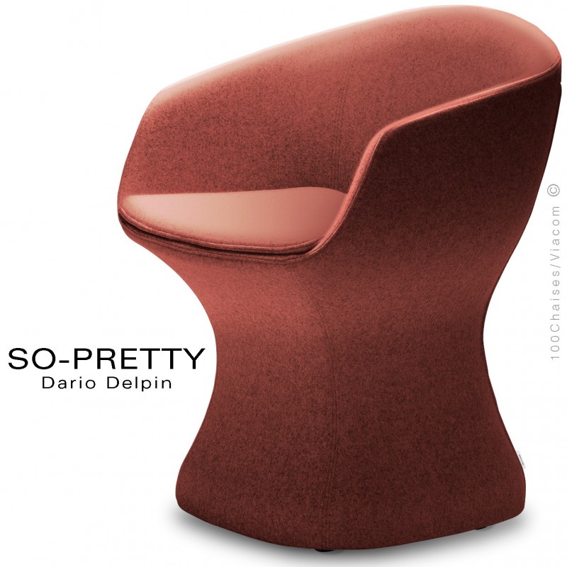 Fauteuil design SO-PRETTY, habillage tissu ANGEL COMBO 302-rouge.