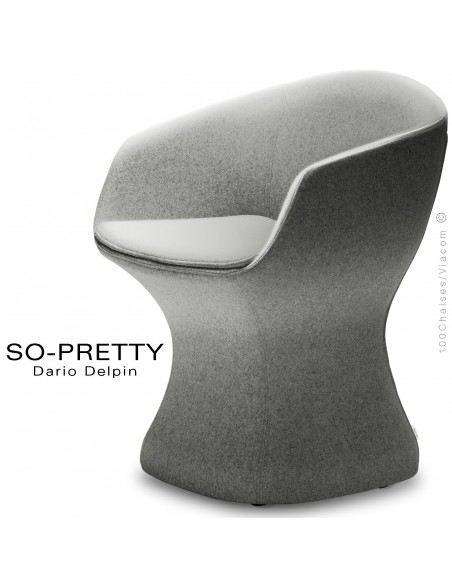 Fauteuil design SO-PRETTY, habillage tissu ANGEL COMBO 600-gris.