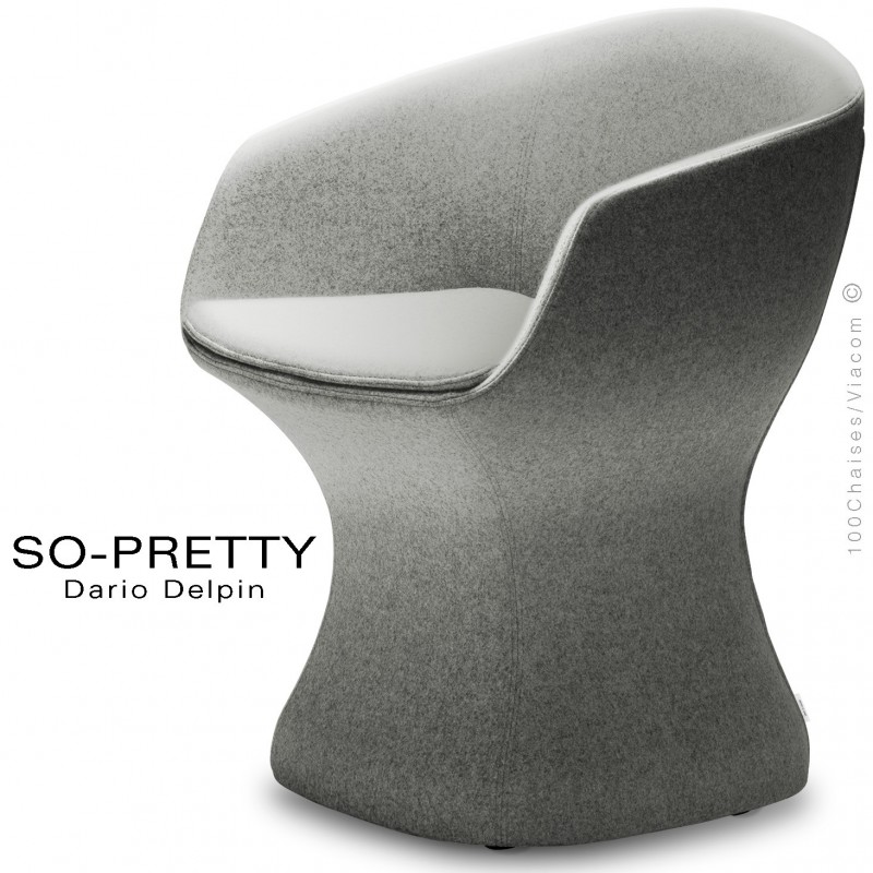 Fauteuil design SO-PRETTY, habillage tissu ANGEL COMBO 600-gris.