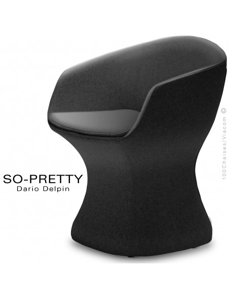 Fauteuil design SO-PRETTY, habillage tissu OPERA 200noirfoncé.