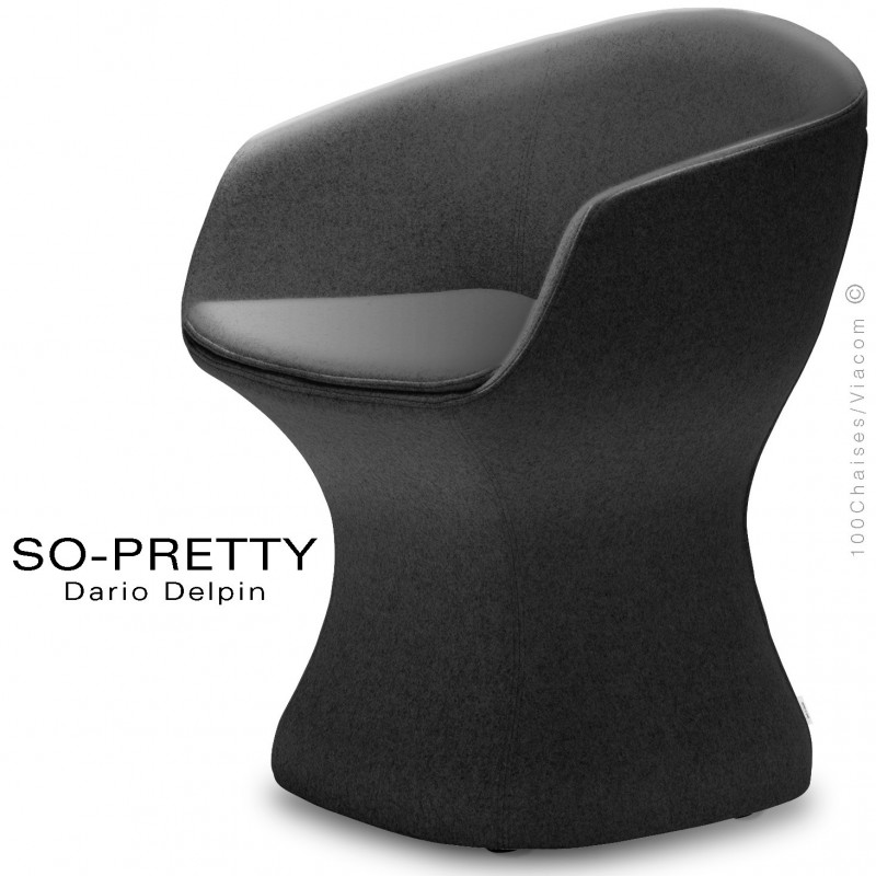 Fauteuil design SO-PRETTY, habillage tissu OPERA 201noirclair.