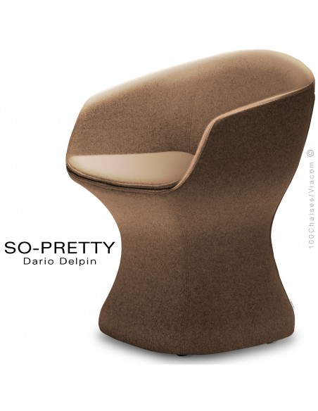 Fauteuil design SO-PRETTY, habillage tissu OPERA 402marron.