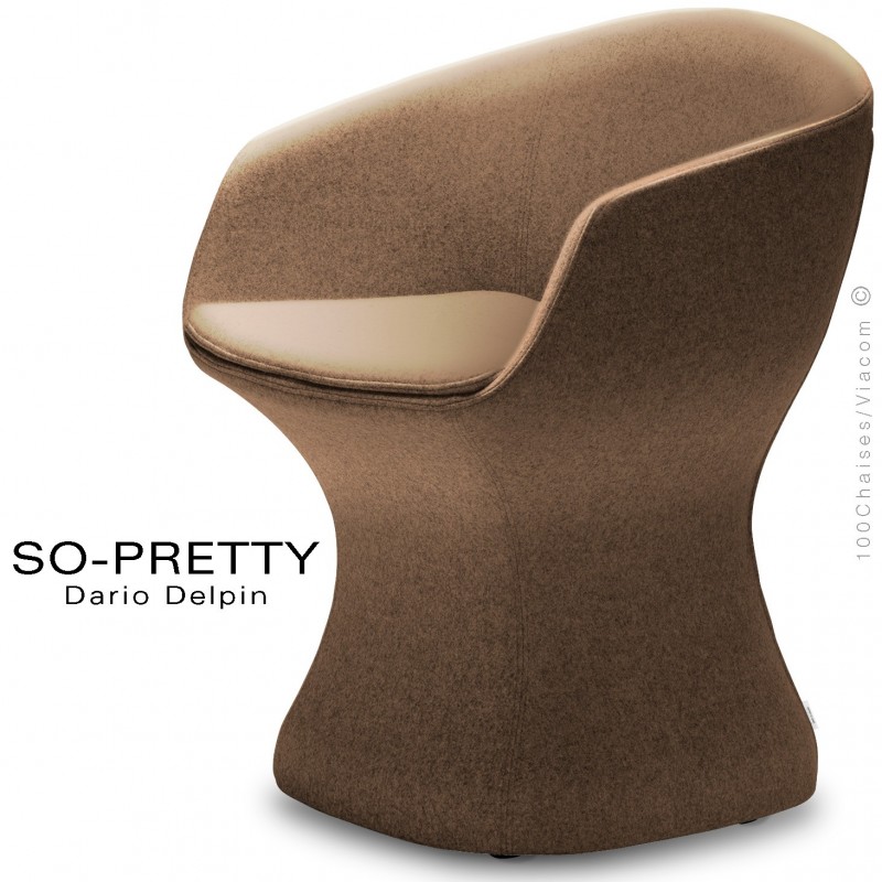 Fauteuil design SO-PRETTY, habillage tissu OPERA 402marron.