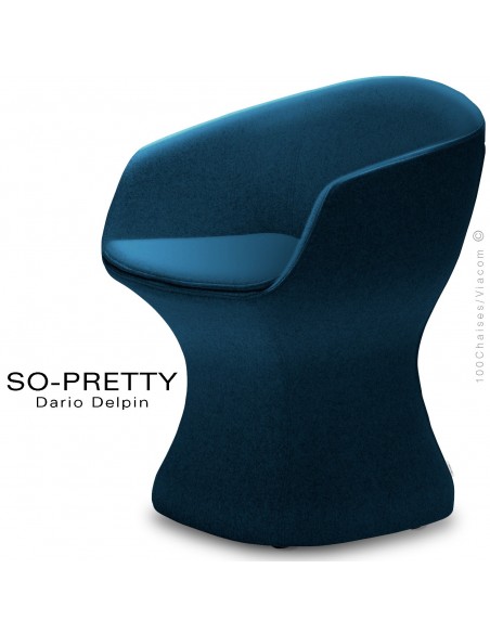 Fauteuil design SO-PRETTY, habillage tissu OPERA 7000bleu.