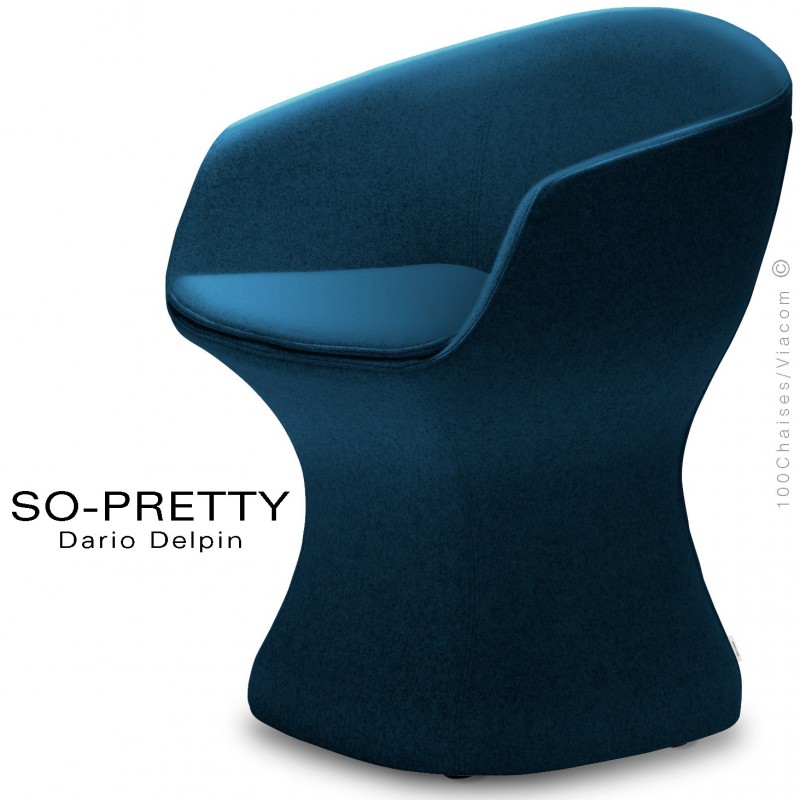 Fauteuil design SO-PRETTY, habillage tissu OPERA 7000bleu.