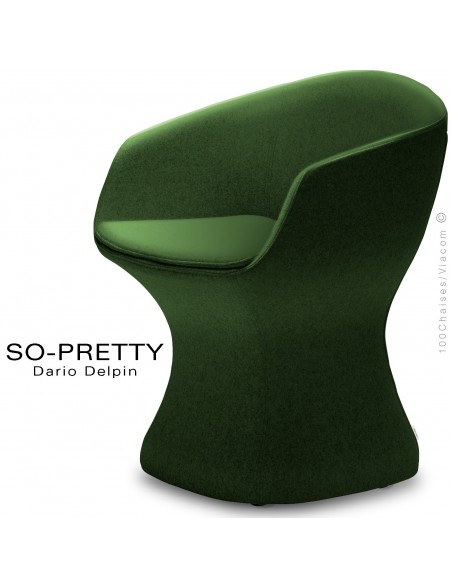 Fauteuil design SO-PRETTY, habillage tissu OPERA 800vert.