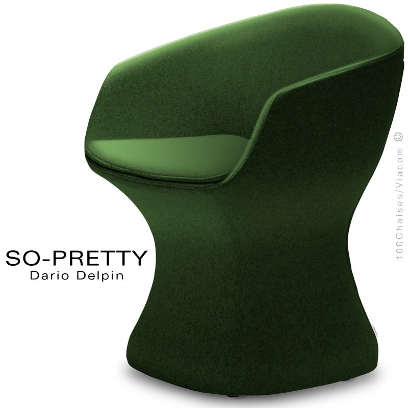 Fauteuil design SO-PRETTY, habillage tissu OPERA 800vert.