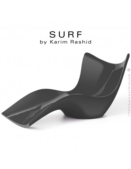 Bain de soleil ou chaise longue design SURF, structure résine semi-cristalline de couleur anthracite.