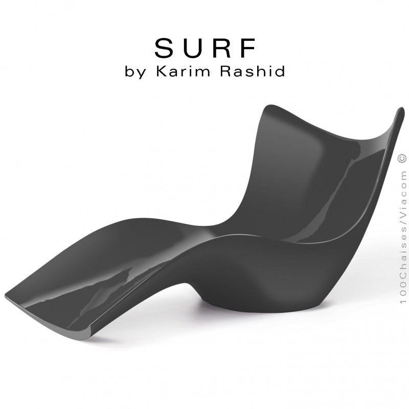 Bain de soleil ou chaise longue design SURF, structure résine semi-cristalline de couleur anthracite.