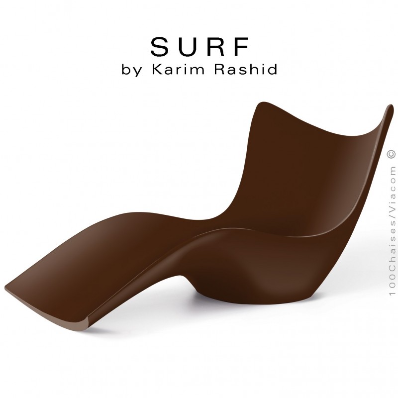 Bain de soleil ou chaise longue design SURF, structure résine mat de couleur bronze.