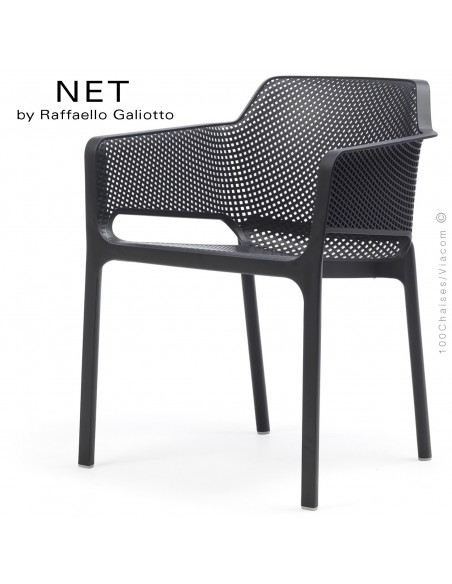 Fauteuil design NET, structure et assise plastique couleur anthracite.