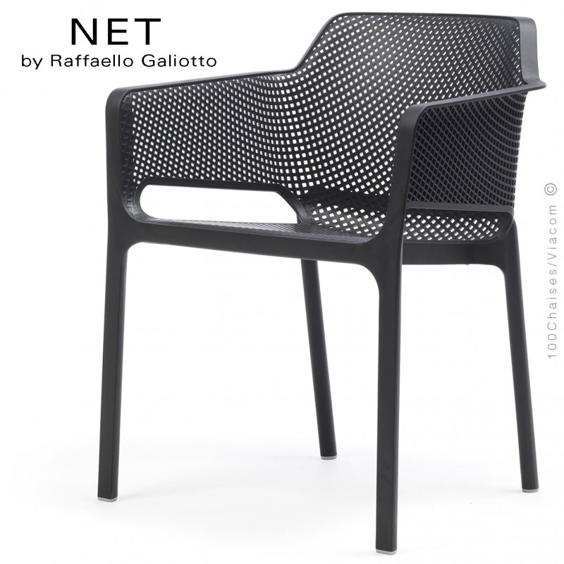 Fauteuil design NET, structure et assise plastique couleur anthracite.