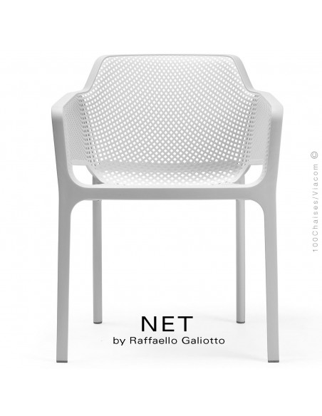 Fauteuil design NET, structure et assise plastique couleur blanc.