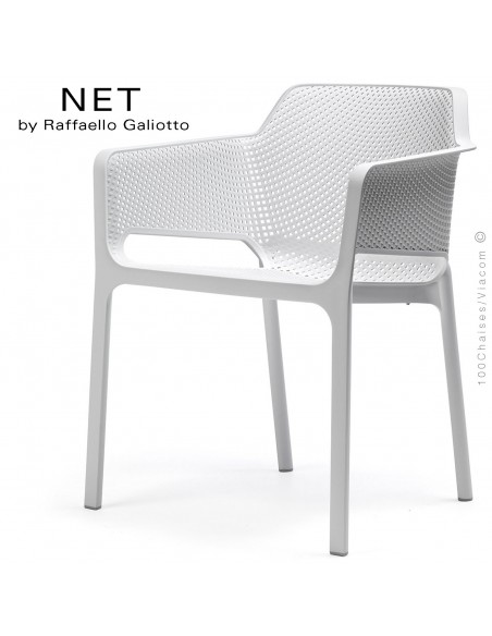 Fauteuil design NET, structure et assise plastique couleur blanc.