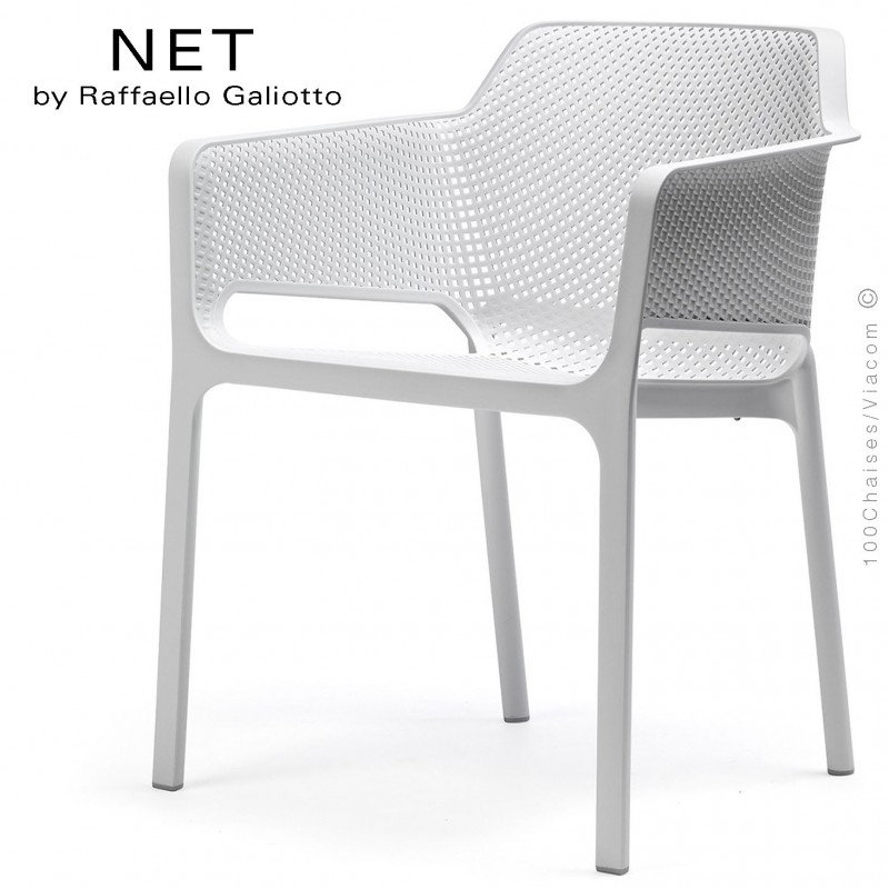 Fauteuil design NET, structure et assise plastique couleur blanc.