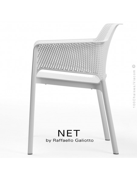 Fauteuil design NET, structure et assise plastique couleur blanc.