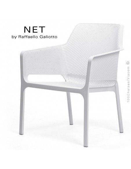 Fauteuil lounge NET relax, structure et assise plastique couleur blanc.