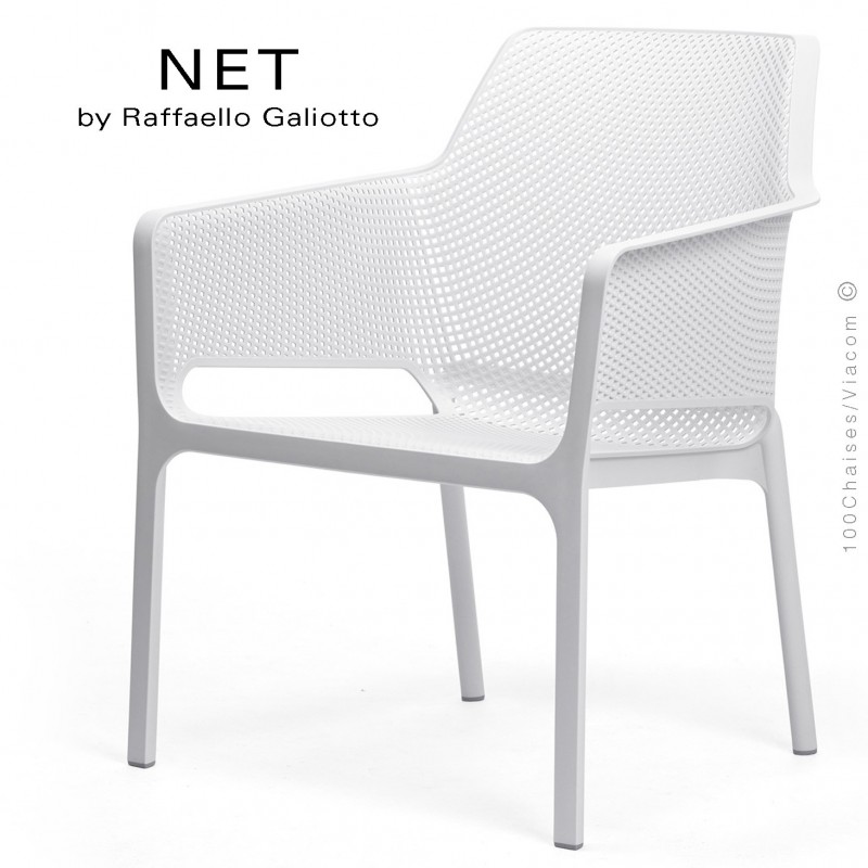 Fauteuil lounge NET relax, structure et assise plastique couleur blanc.