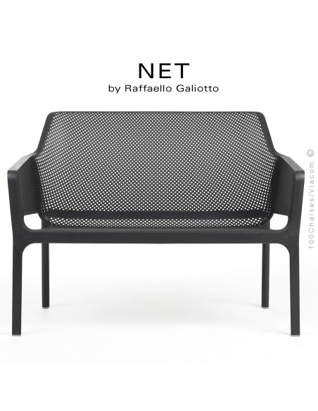 Banc NET, structure et assise plastique couleur anthracite.