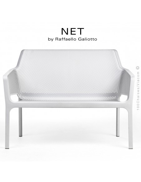 Banc NET, structure et assise plastique couleur blanc.