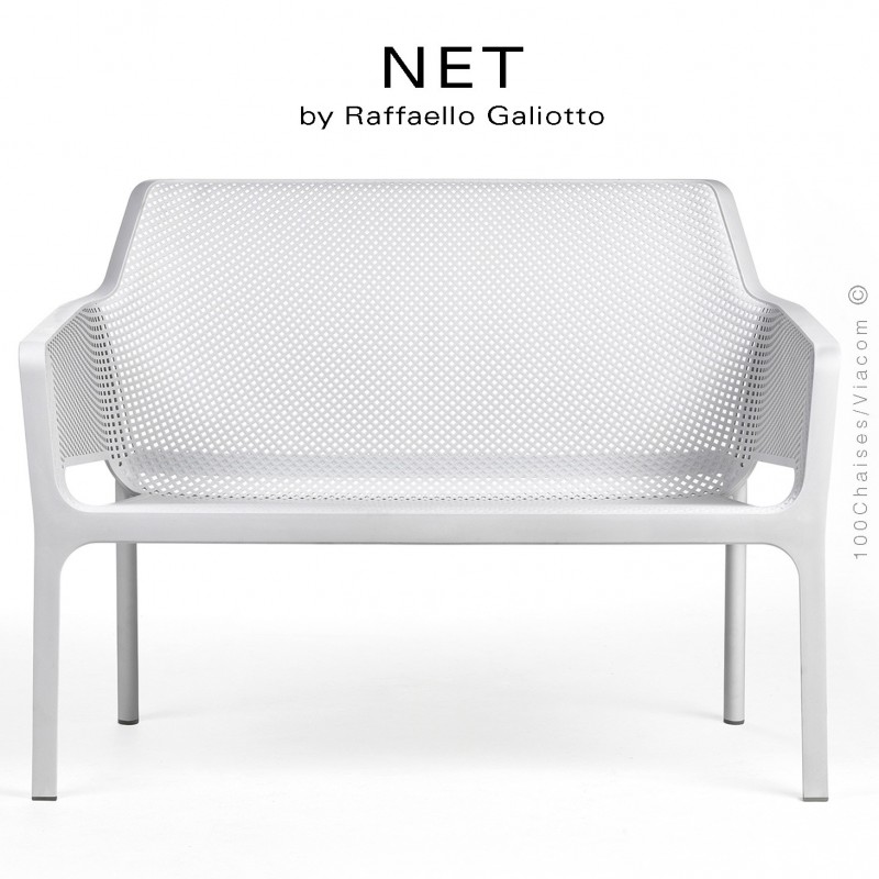 Banc NET, structure et assise plastique couleur blanc.