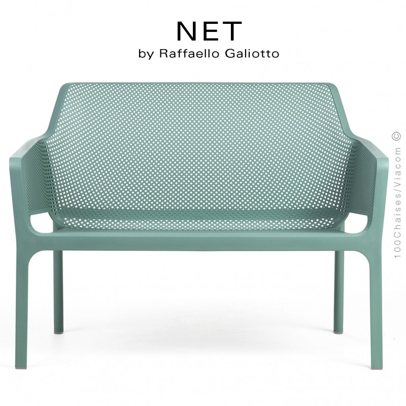 Banc NET, structure et assise plastique couleur vert.