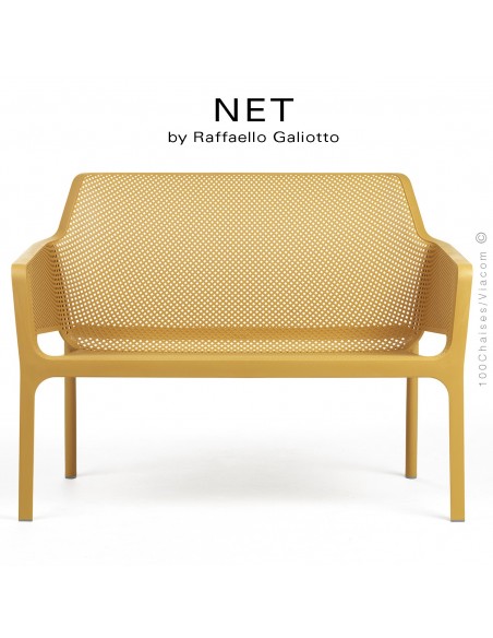 Banc NET, structure et assise plastique couleur jaune.