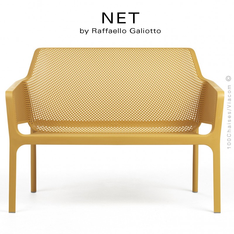 Banc NET, structure et assise plastique couleur jaune.