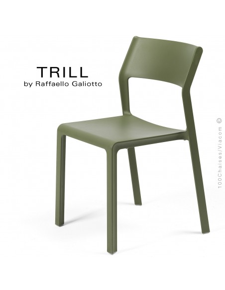 Chaise TRILL, sturcture et assise plastique couleur vert.