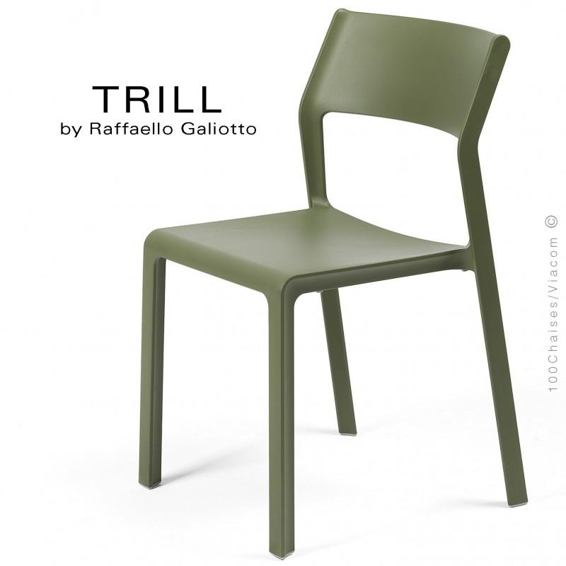 Chaise TRILL, sturcture et assise plastique couleur vert.