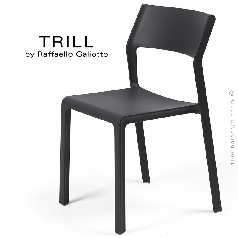 Chaise TRILL, sturcture et assise plastique couleur anthracite.