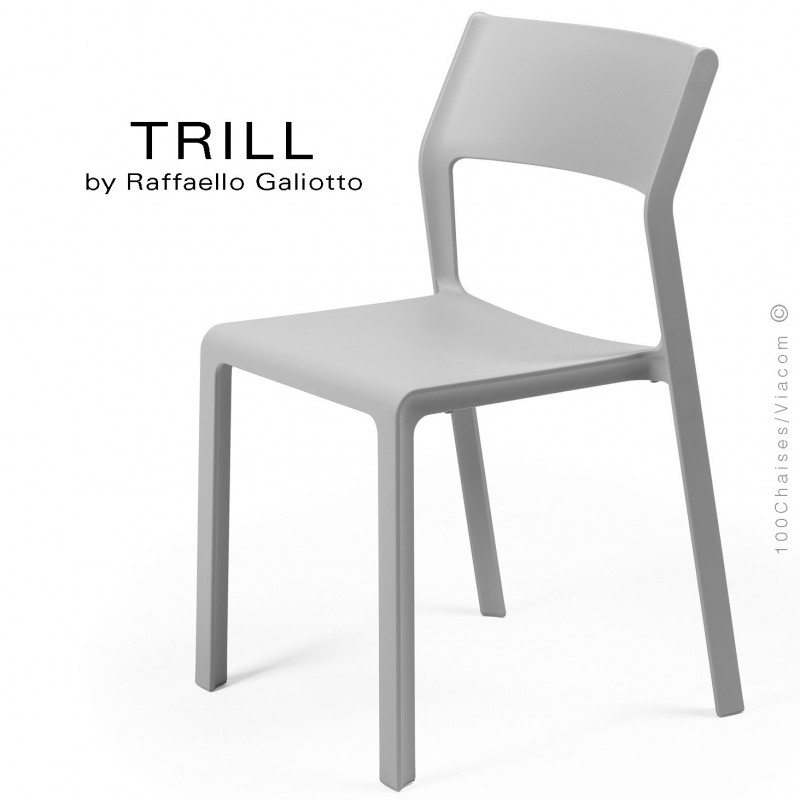 Chaise TRILL, sturcture et assise plastique couleur gris.