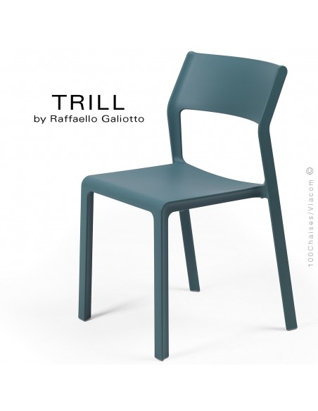 Chaise TRILL, sturcture et assise plastique couleur bleu.