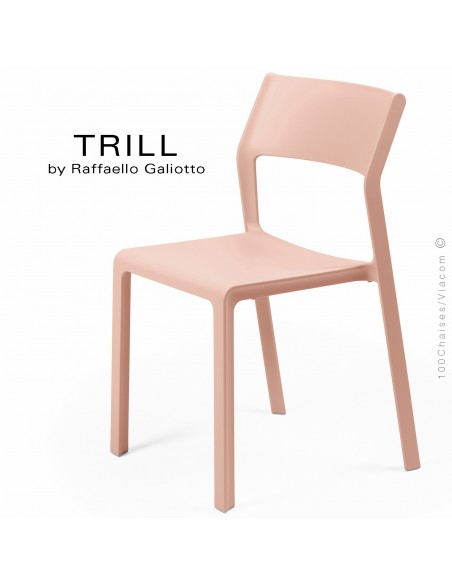 Chaise TRILL, sturcture et assise plastique couleur rose.