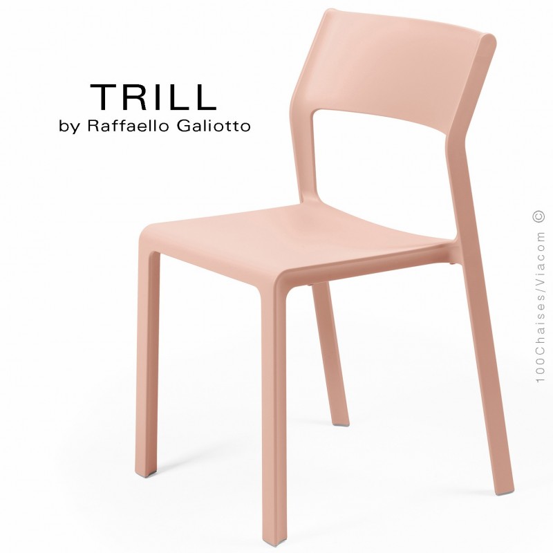 Chaise TRILL, sturcture et assise plastique couleur rose.