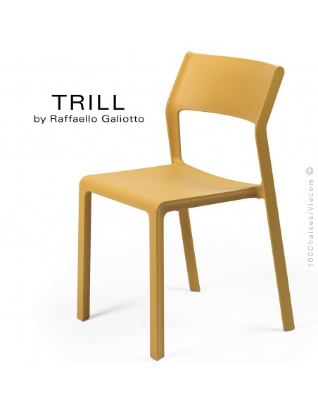 Chaise TRILL, sturcture et assise plastique couleur jaune.