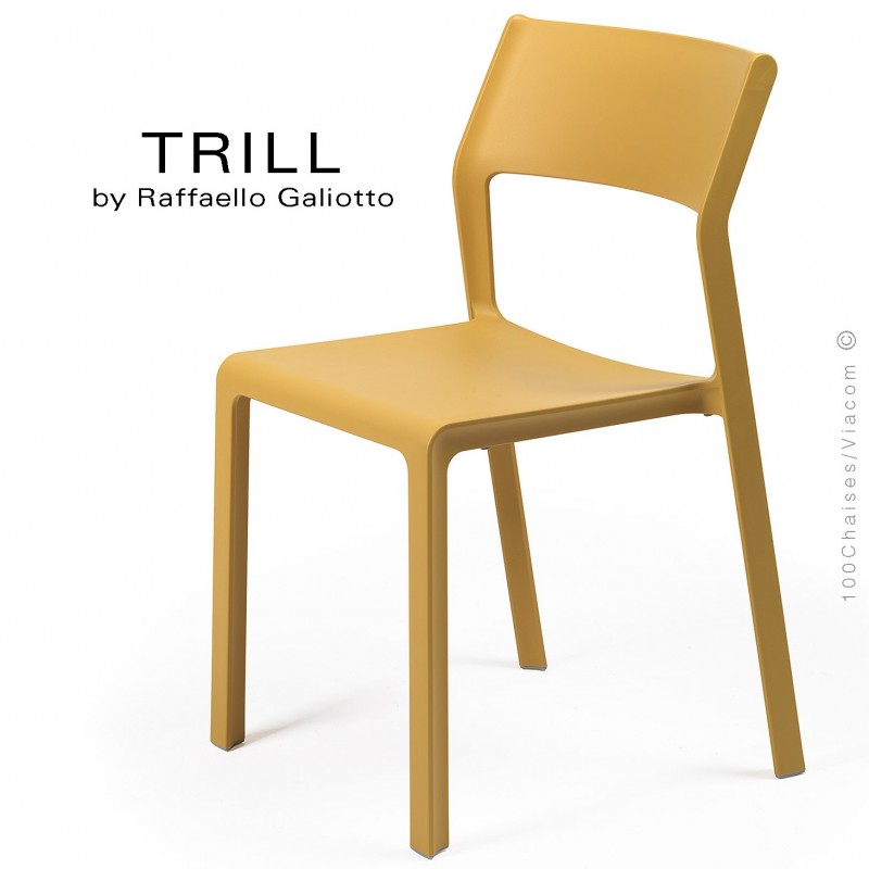 Chaise TRILL, sturcture et assise plastique couleur jaune.