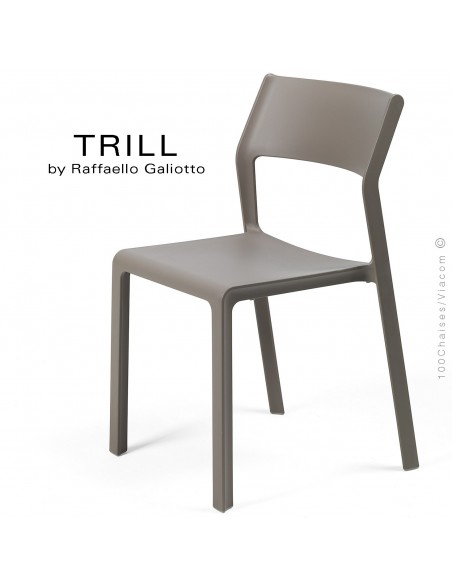 Chaise TRILL, sturcture et assise plastique couleur gris tourterelle.